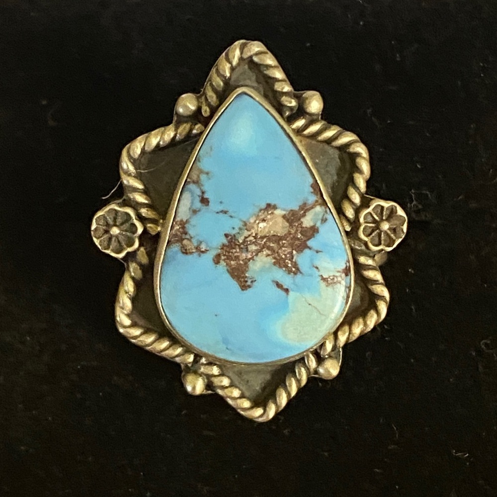 Native American Sterling Turquoise Adjustable Ring (7-9)